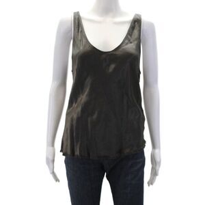 Pharaoh Womens Textured Sleeveless V-neck Sleek Tank Blouse Brown Size M